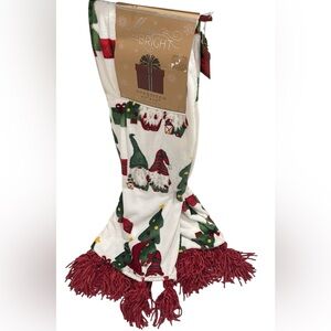 Festive Gnome Holiday Throw Blanket - Red and White